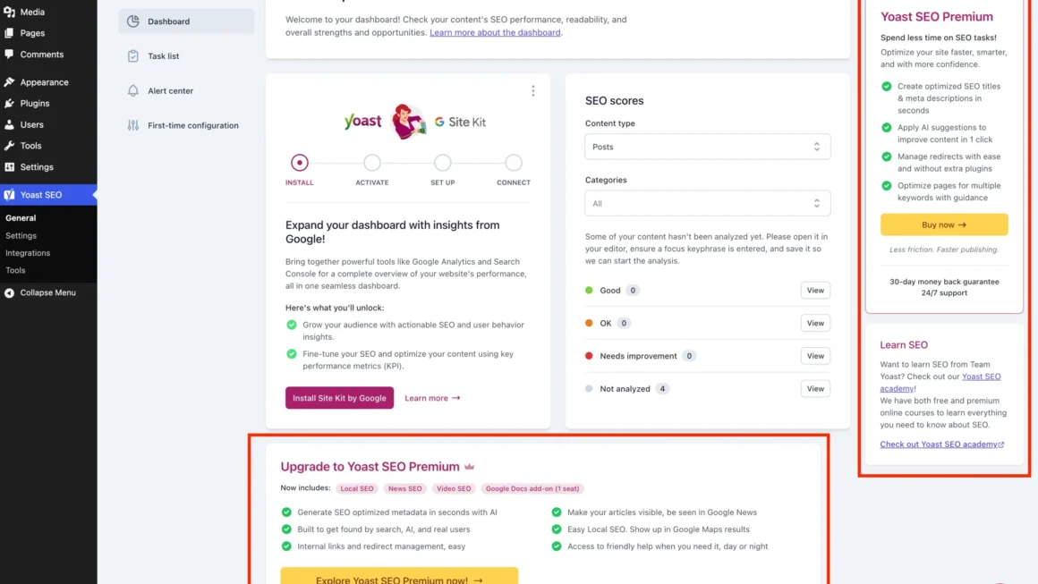 Streamlining the WordPress Dashboard: How to Remove Yoast SEO Upsell Clutter