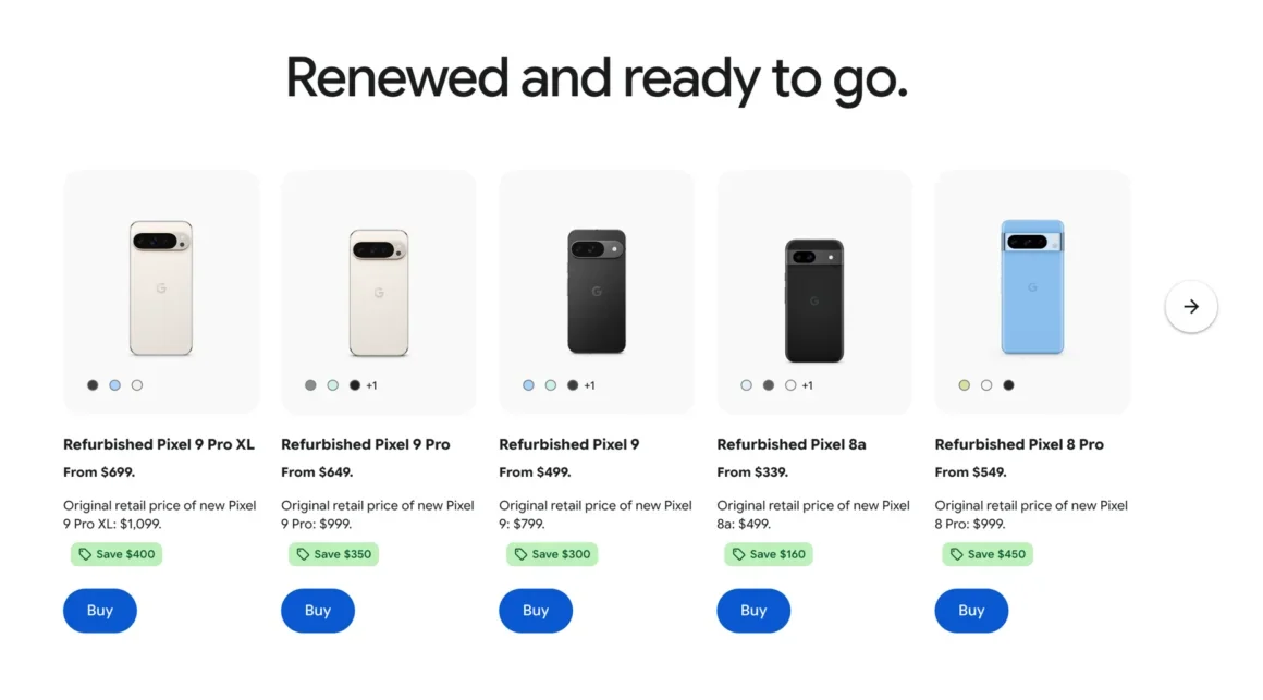 Google Expands Its Certified Refurbished Program: Pixel 9 Series Now Available in the U.S. Starting at $499