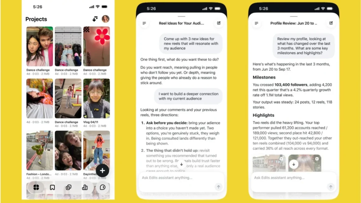 Meta Expands Creator Toolkit: Instagram’s Edits App Introduces AI Assistant to Analyze Performance and Guide Strategy